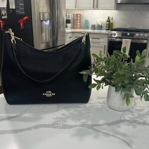 Coach Black Leather Laurel Shoulder Bag ( Medium Size)